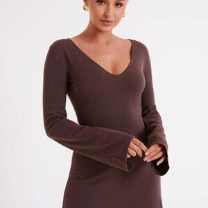 NWT Meshki Jayda Knit Mini Dress - Dark Brown, XS